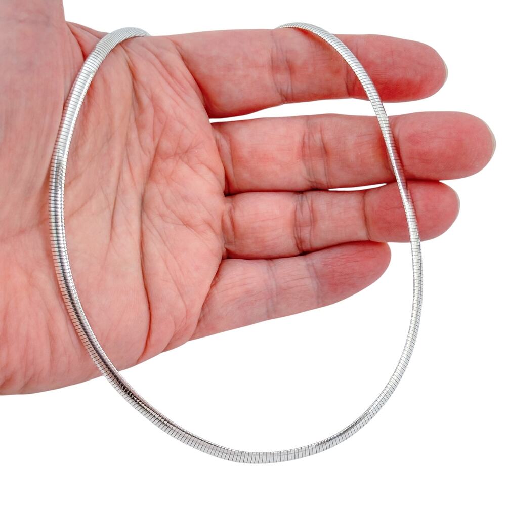 Vintage Sterling Silver 925 Flat Snake Chain Necklace 18"